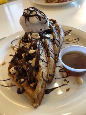 waffles with chocolate sauce at Juicery Plus - E Main St in El Paso