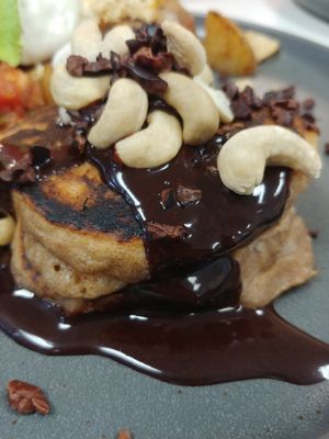 Side of chocolate pancakes, yum at Juicery Plus - E Main St in El Paso