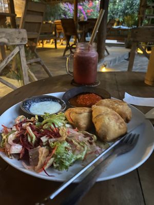 Samosas  at Flowers & Fire in 