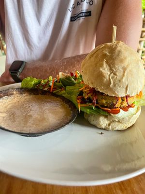 Falafel burger  at Flowers & Fire in 