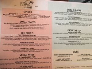 Menu  at The Common in Canggu