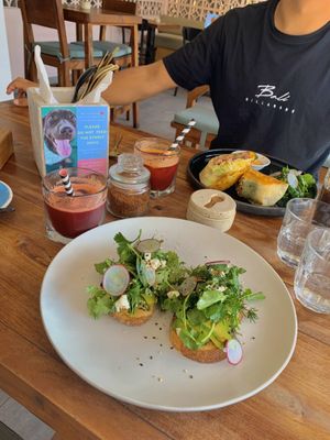 avocado toast and breakfast burrito at The Common in Canggu