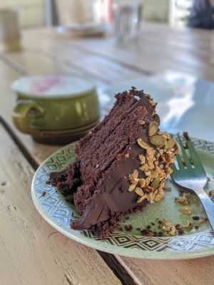 chocolate cake at Wild Thing in Cardiff