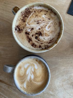 Flat white and cappuccino (oat)  at Wild Thing in Cardiff