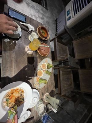 Mapo tofu, japache, spring rolls, fresh OJ, fresh lemonade with lemongrass   at Phuc An in Da Nang