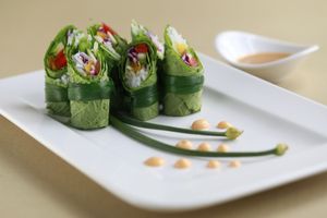 mustard leaves rolls at Phuc An in Da Nang