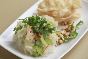 bitter melon and snow mushroom salad at Phuc An in Da Nang