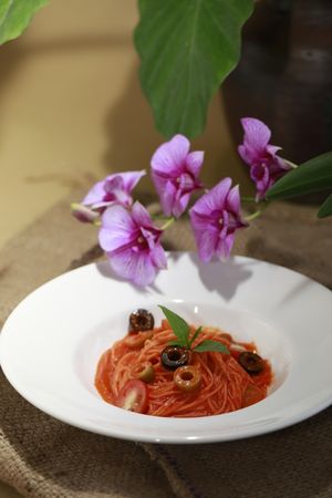 spaghetti tomato at Phuc An in Da Nang