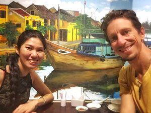 Enjoying the dinner  at Phuc An in Da Nang