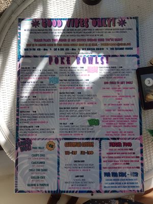 Menu at Poke Poke in Mermaid Beach
