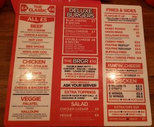 Normal menu, the fries are vegan, there is also a vegan menu. at BRGR in Edinburgh