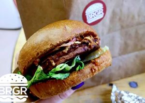Plant-based burger with vegan cheese and super soft vegan brioche at BRGR in Edinburgh