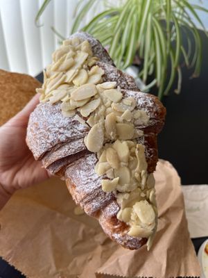 Vegan almond croissant  at Ginger Bees Cafe in Kingston Upon Thames