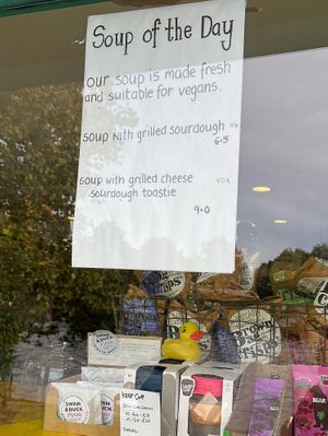 Soup of the day always vegan   at Ginger Bees Cafe in Kingston Upon Thames