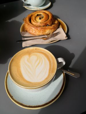 Decaf oat latte  at Ginger Bees Cafe in Kingston Upon Thames