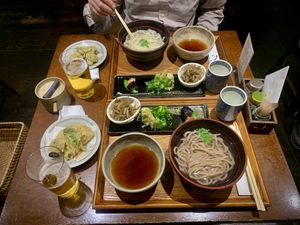 Vegetarian udon with tempura  at Omen Nippon in Kyoto