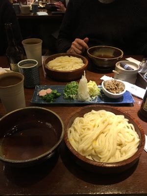 The udon noodles with the vegan broth and vegetables! at Omen Nippon in Kyoto