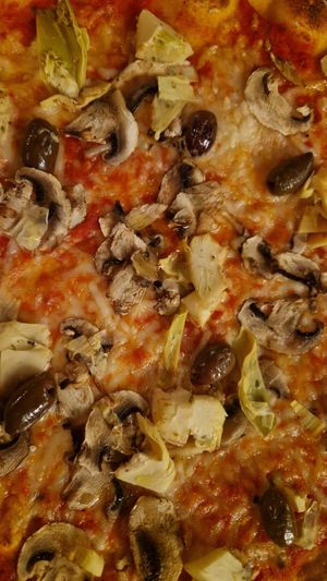 Pizza with mushroom at Olivia Aker Brygge in Oslo