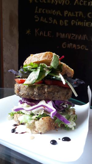 the best veggieburguer at Herbívoro in Arequipa