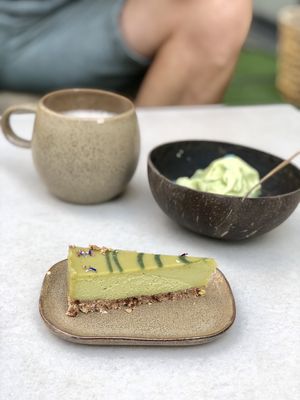Lime matcha cake at Matcha Bar in Copenhagen