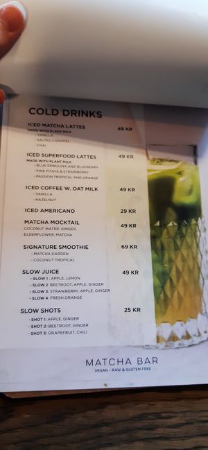 Meny at Matcha Bar in Copenhagen