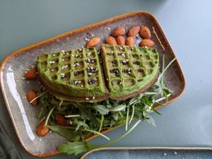 Green Waffle Sandwich at Matcha Bar in Copenhagen