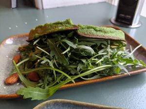 Green Waffle sandwich at Matcha Bar in Copenhagen