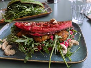 Pink Waffle sandwich at Matcha Bar in Copenhagen