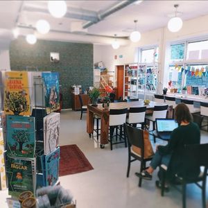 Seating in the children's bookshop 💓 at Green Praline in Farsta