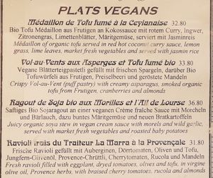 Current menu at Gourmanderie Moleson in Bern