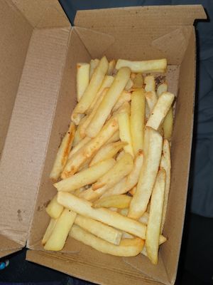 Flavourless bland chips, half cold and half filled box. at Crust Gourmet Pizza Bar in Richmond