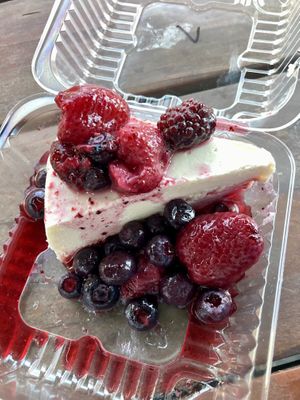 Vegan cheesecake with mixed berries - DELICIOUS! 😋   at Sunflower Drive-In in Fair Oaks