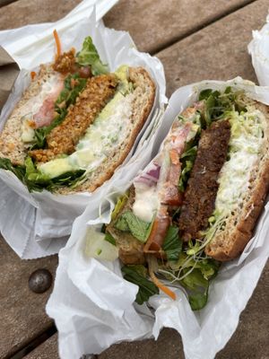 Millet burger + nut burger (asked for vegan)  at Sunflower Drive-In in Fair Oaks