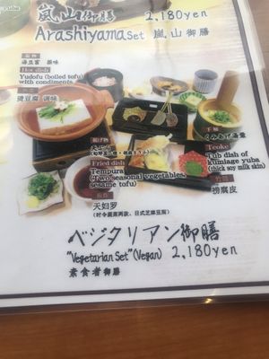 Vegan set at Saga Tofu Ine (Main Branch) 嵯峨とうふ 稲 本店 in Kyoto