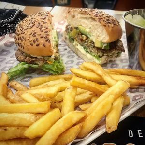The mushroom vegan burger  at Roadster Diner in Gonyh