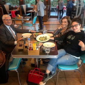 With non vegan parents enjoying the vegan menu!  at Roadster Diner in Gonyh