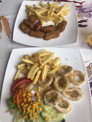 Vegan chicken nuggets and calamari  at Palette in Torremolinos