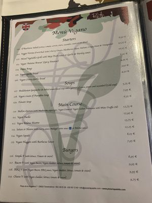Only one page of the vegan menu! at Palette in Torremolinos
