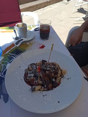 Fried dough with chocolate syrup and oreos. at Palette in Torremolinos