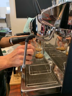 coffee making  at Why Not Us Coffee in Marseille