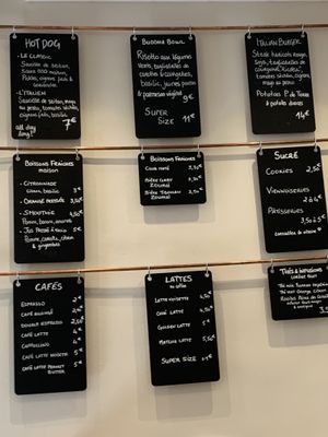 Nice menu at Why Not Us Coffee in Marseille