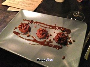 Dessert: Rose-Chocolate-Coconut Mousse with Star Anise Carmel Sauce and Sunflower Cacao Crumble--you bet it was good! at Sutra in Seattle