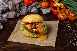 vegetarian burger, really delicious! One of my favourites at Popocatepetl in Nijmegen