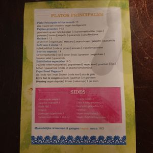Vegan menu at Popocatepetl in Nijmegen