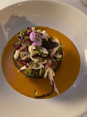 Gegrille Aubergine mit Paprikarahm at FREA in Berlin