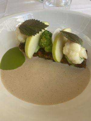 homemade tempeh and almond cream  at FREA in Berlin