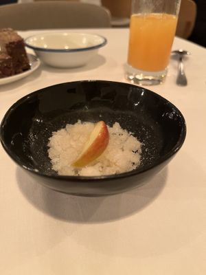 Palate cleanser (shaved Green tea ice with ginger etc)  at FREA in Berlin