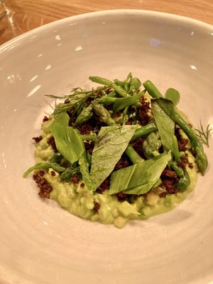 Orzotto with asparagus and wild garlic  at FREA in Berlin