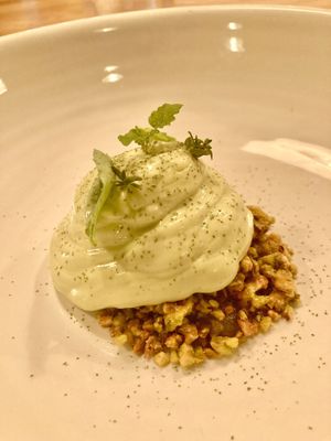 Pistachios and green pea mousse   at FREA in Berlin