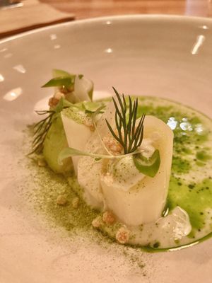Leeks and leche de tigre  at FREA in Berlin